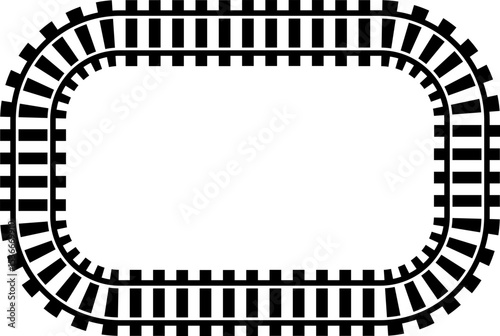 Railway train track vector route. Rail line, subway map, and railroad elements for game UI and graphic design icon set easy to edit. Rail pattern round circular curve railroad path icon