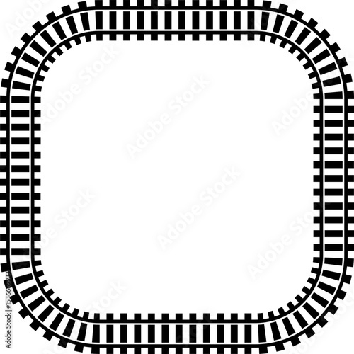 Railway train track vector route. Rail line, subway map, and railroad elements for game UI and graphic design icon set easy to edit. Rail pattern round circular curve railroad path icon