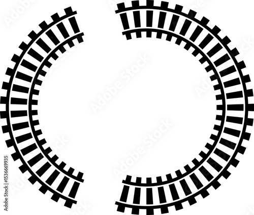 Railway train track vector route. Rail line, subway map, and railroad elements for game UI and graphic design icon set easy to edit. Rail pattern round circular curve railroad path icon