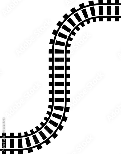 Railway train track vector route. Rail line, subway map, and railroad elements for game UI and graphic design icon set easy to edit. Rail pattern round circular curve railroad path icon