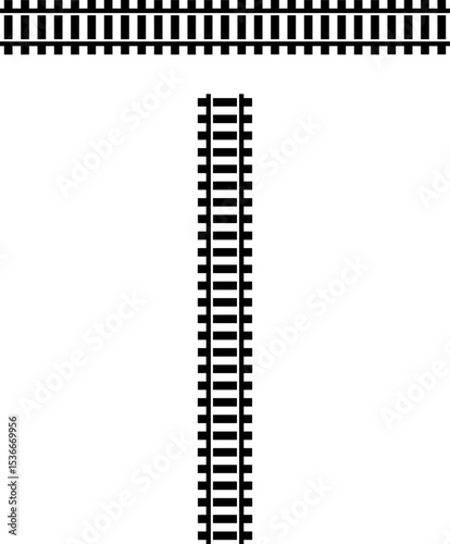 Railway train track vector route. Rail line, subway map, and railroad elements for game UI and graphic design icon set easy to edit. Rail pattern round circular curve railroad path icon