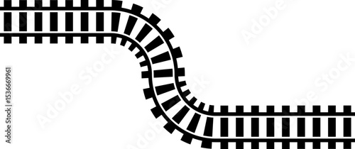 Railway train track vector route. Rail line, subway map, and railroad elements for game UI and graphic design icon set easy to edit. Rail pattern round circular curve railroad path icon