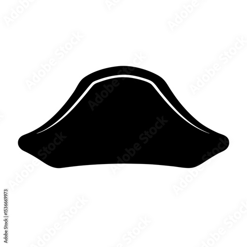 Black and White Silhouette Illustration of a Pirate Tricorne Hat