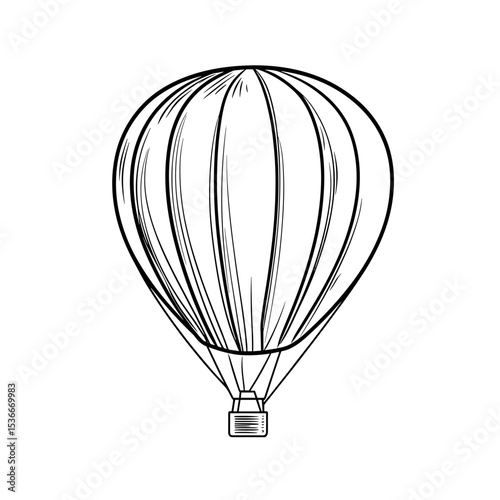 Hot air balloon illustration in minimal line art style  