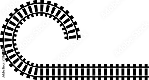 Railway train track vector route. Rail line, subway map, and railroad elements for game UI and graphic design icon set easy to edit. Rail pattern round circular curve railroad path icon