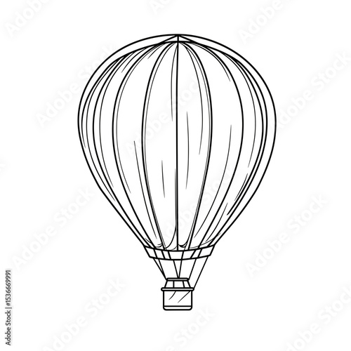 Line drawing of a hot air balloon in a minimalist style  