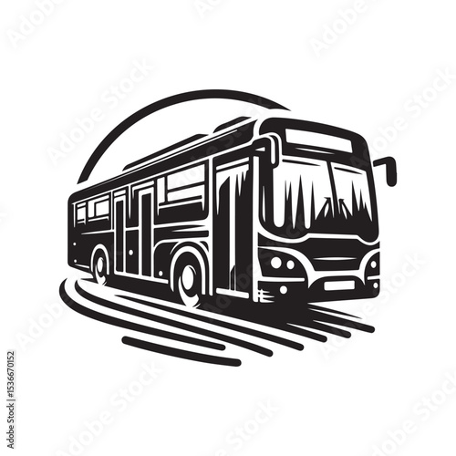 buses vector silhouette clip art logo design illustration