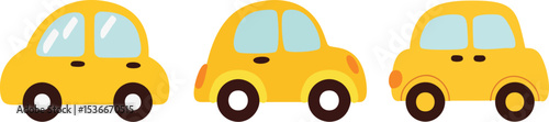 yellow car with a black nose Cartoon Car on White Background