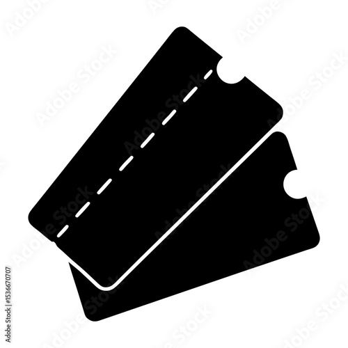Two black tickets with a dotted line indicating where to tear