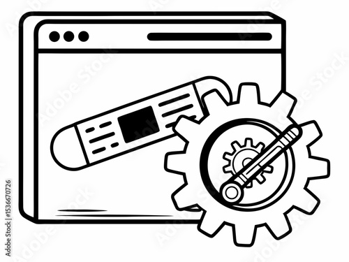 Professional Black And White Vector Icon Of A Software Update Vector