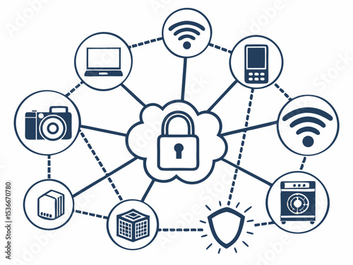 Professional Silhouette Vector Icon Of Multiple Iot Smart Devi Illustration