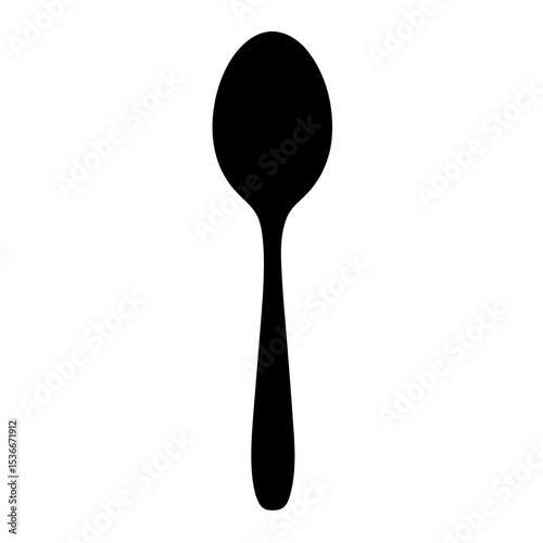 Isolated black and white spoon illustration against a plain white background image