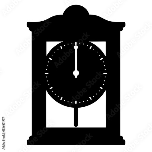 Stylized Silhouette Image of a Mantle Clock Facing Twelve O'Clock Position
