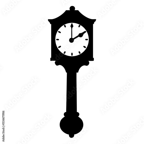 Silhouette image of an antique grandfather clock with a long pendulum