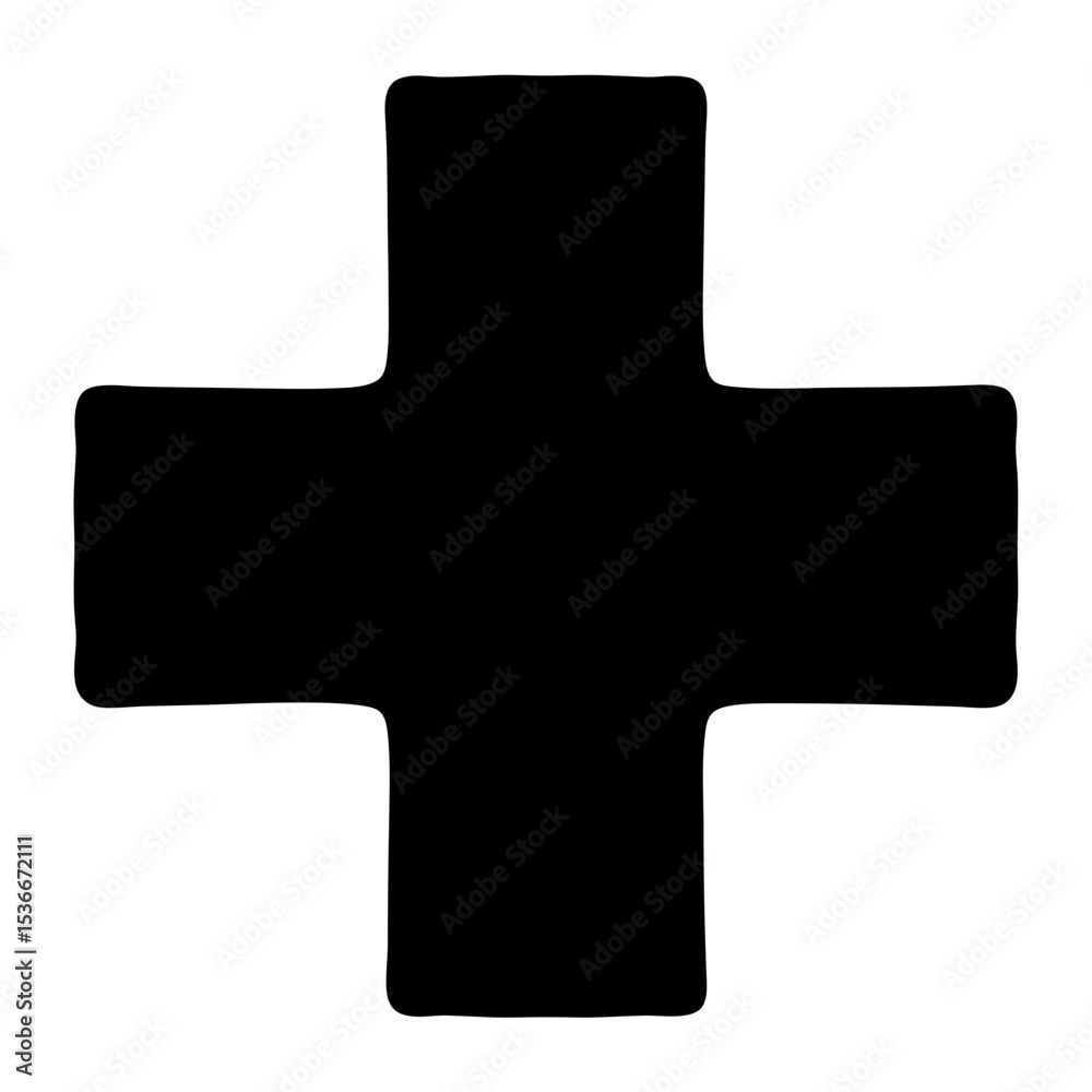 Obraz premium Solid black plus sign with rounded corners on a white background