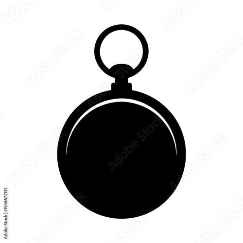 Silhouette of a vintage pocket watch with a ring on top