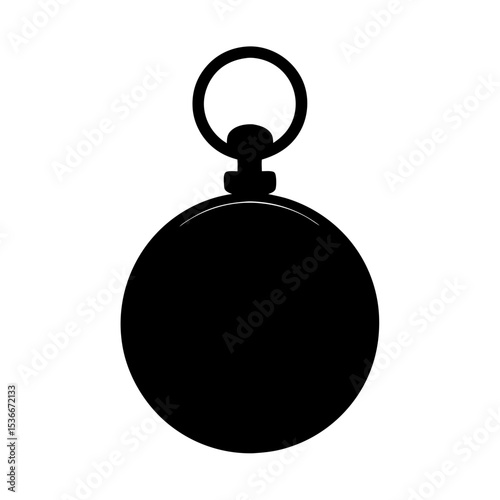 Silhouette of a vintage pocket watch, a timeless black and white image