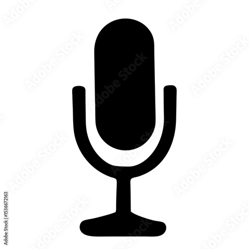 A simple black microphone silhouette on white background for recording purposes