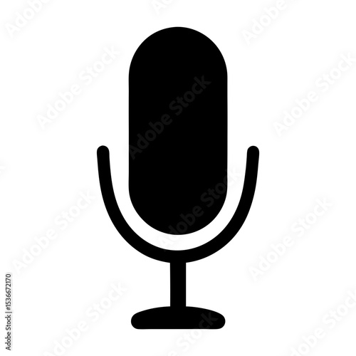 Classic retro microphone illustration in black silhouette for podcasting and audio recording