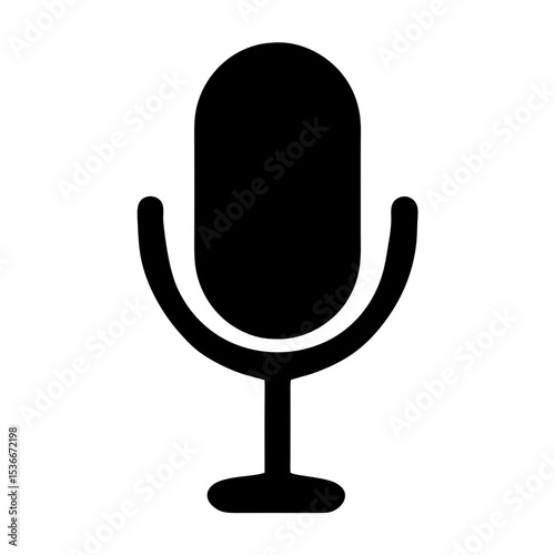 A simple black microphone icon for audio recording and communication purposes