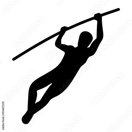 Silhouette of an athlete performing a horizontal bar exercise, representing strength and agility