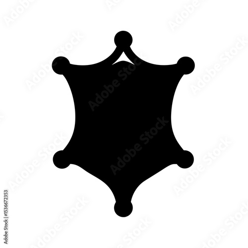 Sheriff star shaped badge outline in black and white colors