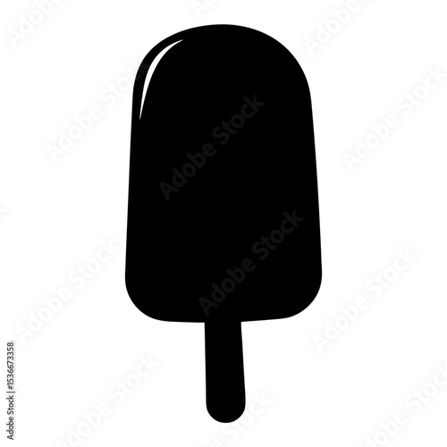 Silhouette of a delicious chocolate popsicle with a glossy coating effect