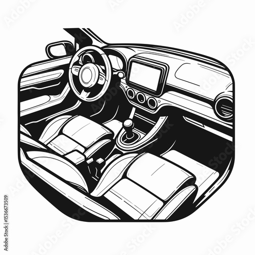 Car interior dashboard and seats