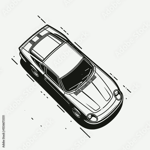 Top view of classic sports car