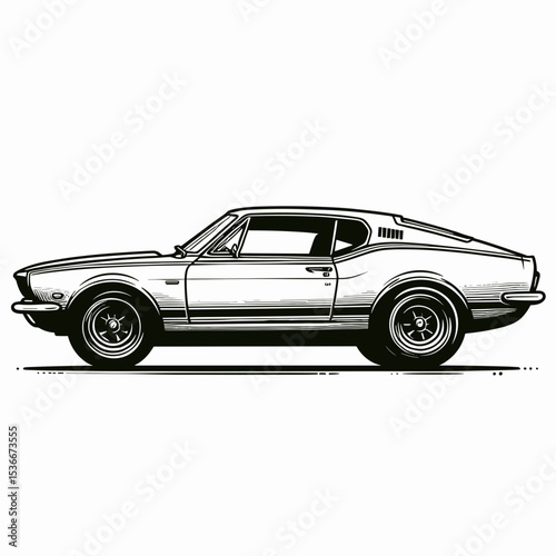 Vintage sports coupe illustration