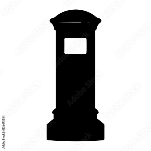 Silhouette of a Traditional British Post Box Letter Box Pillar Box