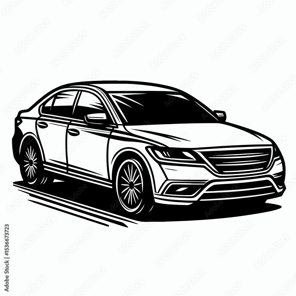 Obraz premium Sedan car sketch