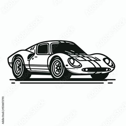 Vintage sports coupe illustration