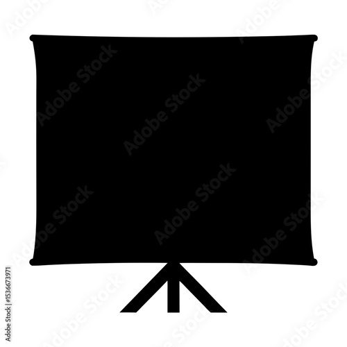 Black Presentation Screen Silhouette with Three Legged Stand, Suitable for Projections
