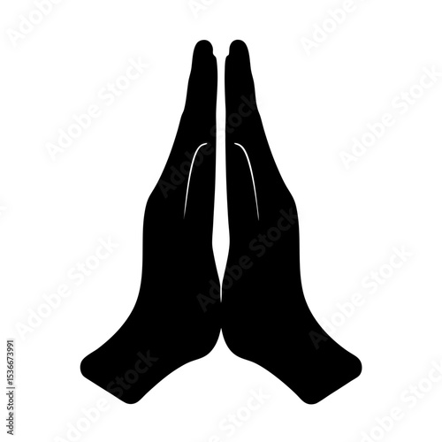 Black silhouette of two hands in a prayer or offering position
