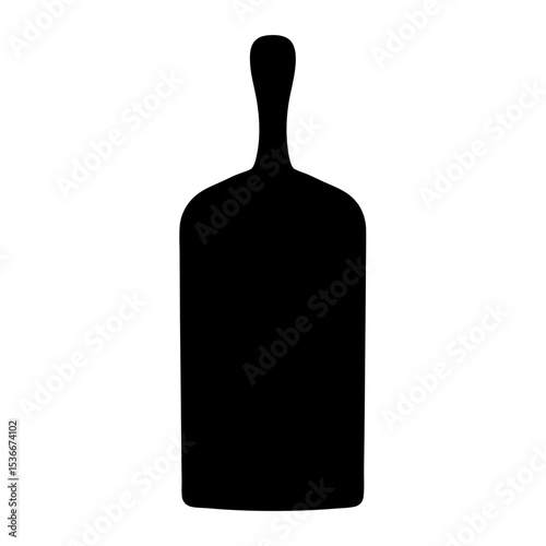 Monochrome silhouette of a kitchen cutting board with a handle and shape