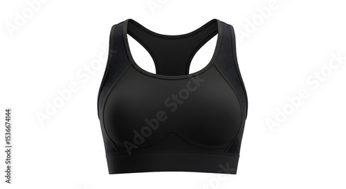 Sleek black sports bra designed for comfort and performance, showcased against a neutral backdrop for fitness enthusiasts