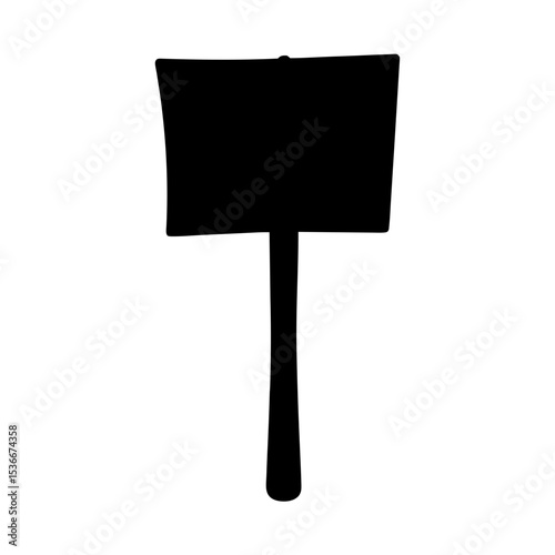 Stylized Black Silhouette of a Protest Sign on a White Background
