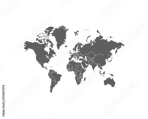 World map silhouette grey simple design