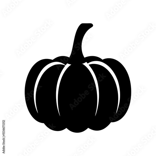 Simple black silhouette of a pumpkin on a white background image