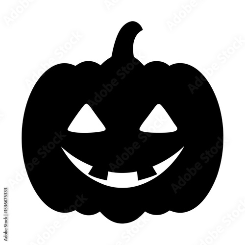 Spooky black silhouette of a classic Halloween pumpkin jack o'lantern