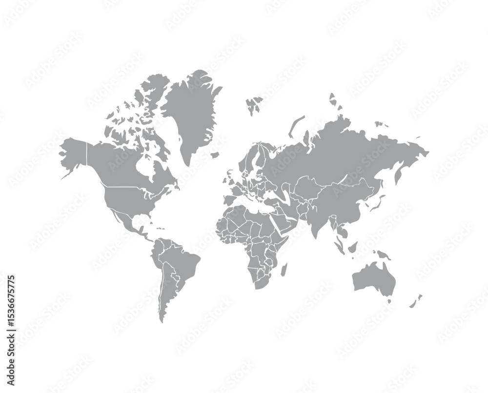 Obraz premium World map silhouette grey countries