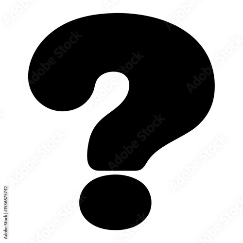 A Bold Black Question Mark Symbol on a Plain White Background