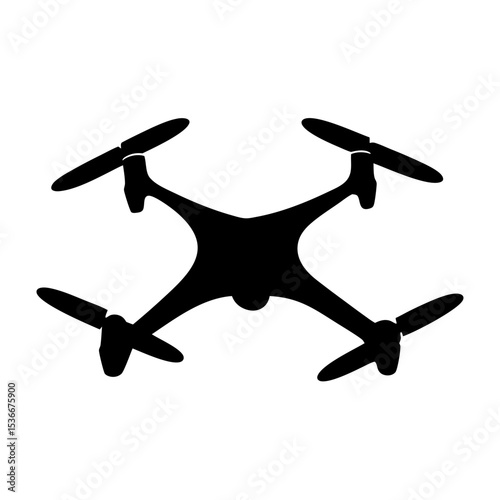 Silhouette of a drone with four propellers for aerial surveillance work