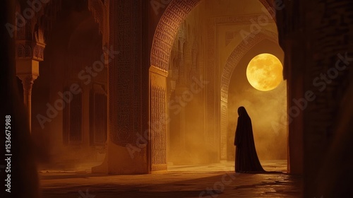 Mosque Passageway at Night