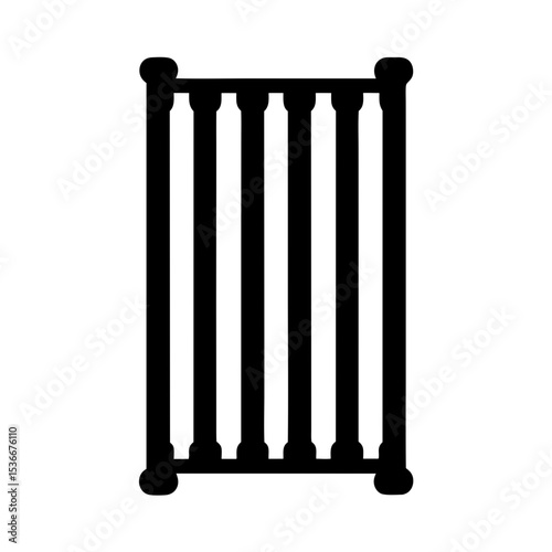 Monochrome minimalist illustration of a decorative grate or a radiator element