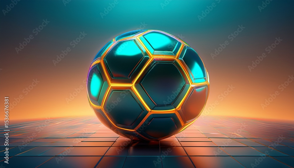 Naklejka premium futuristic soccer ball on soft gradient background for sport design