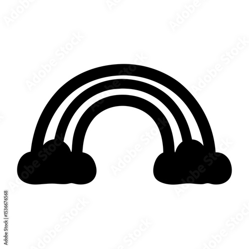 Abstract black and white rainbow with clouds on the ends illustration design
