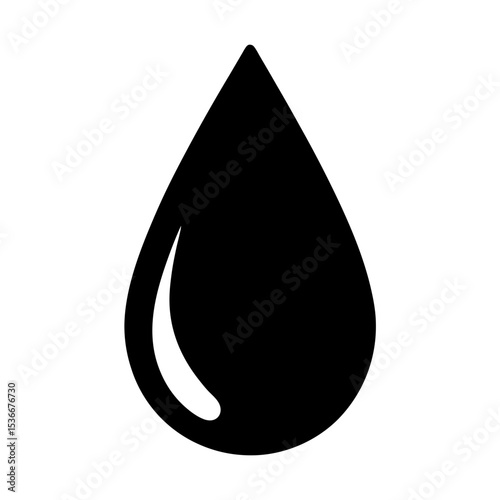 Simple black water drop illustration on white background for multiple use