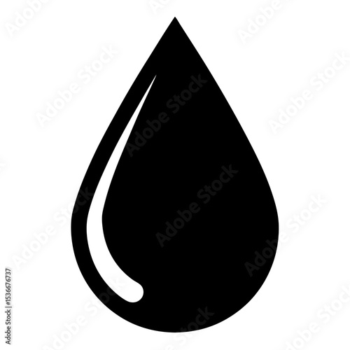 Stylized black teardrop with white highlight on a plain white background
